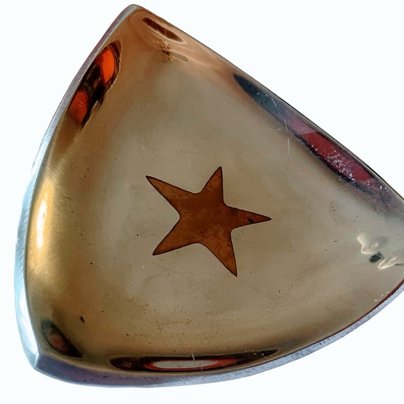 Texas Style Triangle Shaped Metal Candle Holder Chrome Finish With Gold Star I - Picture 7 of 8